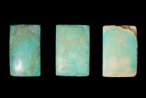 THREE EGYPTIAN FAIENCE DJSOER TILES 

 Old Kingdom, Ca. 2630 - 2611 BC 
 A set of three faience tiles from over thirty-thousand rectangular faience...