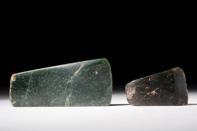 PAIR OF PRE-HISTORIC BASALT AXE HEADS 

 Ca. 4000 - 3000 BC 
 A pair of well ...