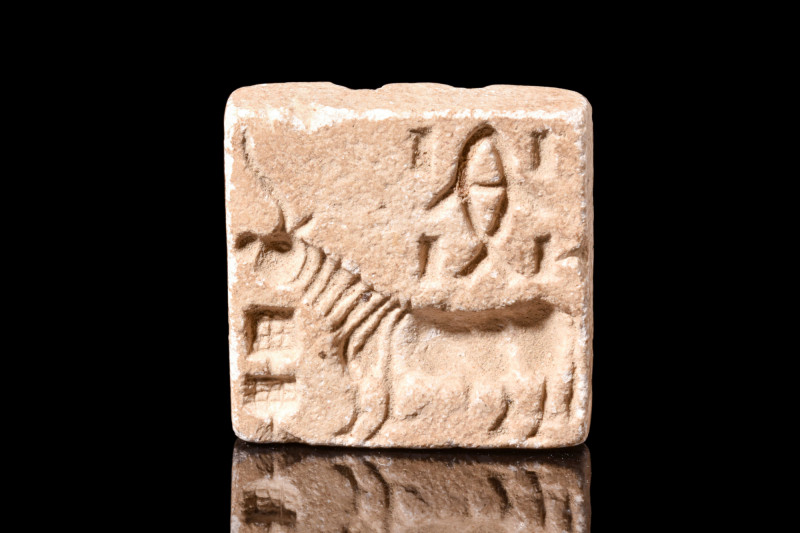 INDUS VALLEY STEATITE SEAL

 Ca. 2500-1800 BC
 A square-shaped steatite seal ...