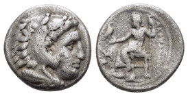 KINGS of MACEDON. Alexander III The Great. (336-323 BC).Miletos.Drachm.

Obv : Head of Herakles right, wearing lion skin.

Rev : AΛEΞANΔPOY.
Zeus seat...