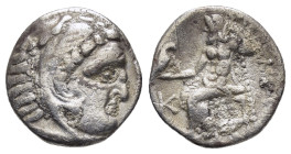 KINGS of MACEDON. Alexander III The Great.(336-323 BC).Kolophon.Drachm.

Obv : Head of Herakles right, wearing lion skin.

Rev : AΛΕΞΑΝΔΡΟΥ.
Zeus seat...