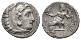 KINGS of MACEDON. Alexander III The Great.(336-323 BC).Kolophon.Drachm.

Obv : Head of Herakles right, wearing lion skin.

Rev : AΛΕΞΑΝΔΡΟΥ.
Zeus seat...