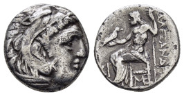 KINGS of MACEDON. Alexander III The Great.(336-323 BC).Lampsakos.Drachm.

Obv : Head of Herakles right, wearing lion skin.

Rev : AΛEΞANΔPOY.
Zeus Aët...