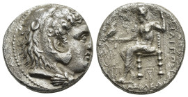 KINGS of MACEDON. Philip III Arrhidaios.(323-317 BC).Babylon.Tetradrachm.

Obv : Head of Herakles to right, wearing lion's skin headdress.

Rev : BAΣΙ...