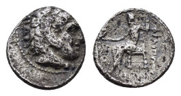 KINGS of MACEDON. Philip III Arrhidaios (323-317 BC).Babylon. Obol.

Obv : Head of Herakles right, wearing lion skin.

Rev : ΦIΛIΠΠOY.
Zeus seated lef...