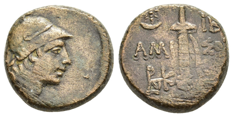 PONTOS. Amisos.(Circa 120-85 BC). Time of Mithradates VI Eupator.Ae.

Obv : Helm...