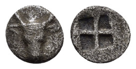 TROAS. Lamponeia. (4th century BC).Hemiobol.

Obv : Bull’s head facing.

Rev : Quadripartite incuse square.
Klein 316.

Condition : Good very fine.

W...