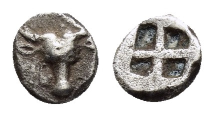 TROAS. Lamponeia. (4th century BC).Hemiobol.

Obv : Bull’s head facing.

Rev : Q...