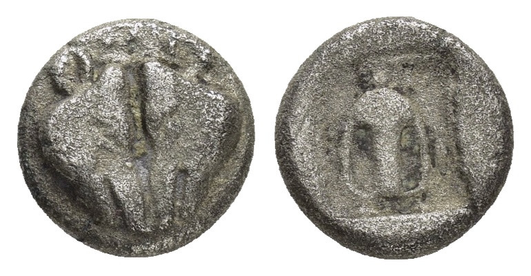 LESBOS.Uncertain.(Circa 550-480 BC).Billon Diobol. 

Obv : M. Confronted heads o...