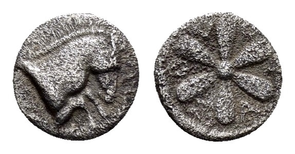 AEOLIS. Kyme.(4th century BC).Hemiobol.

Obv : Forepart of horse right.

Rev : F...