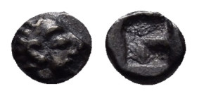 IONIA. Kolophon. (Late 6th century BC).Hemiobol.

Obv : Archaic head of Apollo right.

Rev : Quadripartite incuse square.
SNG Kayhan I 352.

Condition...