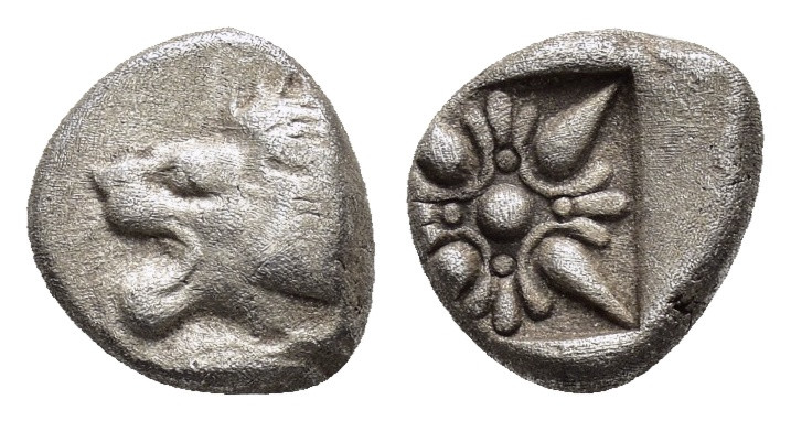 IONIA. Miletos.(Late 6th-early 5th centuries BC).Obol.

Obv : Head of lion left....