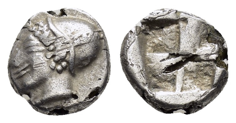 IONIA. Phokaia.(Circa 521-478 BC).Diobol.

Obv : Archaic head of Athena left.

R...