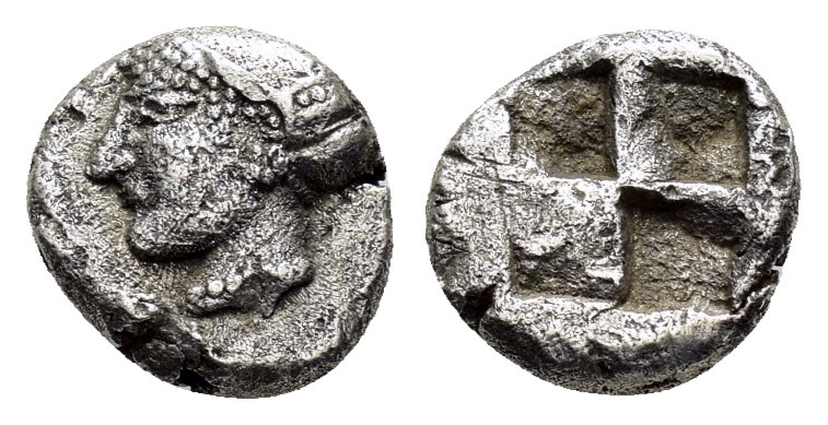 IONIA. Phokaia.(Circa 521-478 BC).Diobol.

Obv : Archaic head of Athena left.

R...