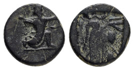 IONIA. Achaemenid Period. Uncertain Satrap.(Circa 350-334 BC).Ae.

Obv : BA.
Persian king or hero in kneeling-running stance to right, holding spear a...