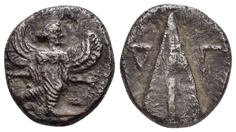 CARIA. Kaunos (Circa 410-390 BC). Stater.

Obv : Winged female figure in kneelin...