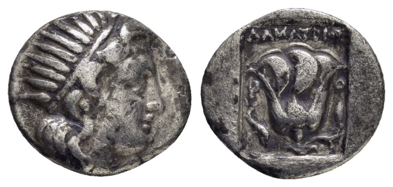 CARIA. Rhodes.(Circa 188-170 BC).Drachm.

Obv : Radiate head of Helios right.

R...