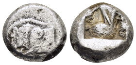 DYNASTS of LYCIA. Uncertain dynast. (Circa 520-460 BC).Stater.

Obv : Forepart of boar left.

Rev : Irregular incuse square.
SNG von Aulock 8460.

Con...