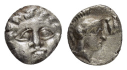 PISIDIA. Selge.(Circa 350-300 BC). Obol.

Obv : Facing Gorgoneion, tongue protruding.

Rev : ΣΤ (retrograde).
Helmeted head of Athena right; astragalo...