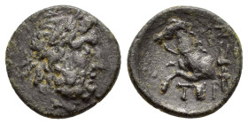 PISIDIA. Termessos. (1st century BC). Ae.

Obv : Laureate head of Zeus right.

Rev : TEP
Forepart of horse, left; thunderbolt to right.
SNG France 213...