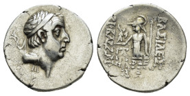 KINGS of CAPPADOCIA. Ariobarzanes I Philoromaios (96-63 BC).Eusebeia.Drachm. 

Obv : Diademed head right.

Rev : ΒΑΣΙΛΕΩΣ / ΑΡΙΟΒΑΡΖΑΝ / ΦΙΛΟΡΩΜΑY.
At...