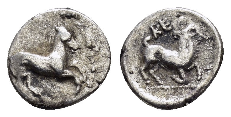 CILICIA. Kelenderis.(3rd century BC). Obol.

Obv : Horse rearing right.

Rev : K...