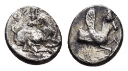 CILICIA. Kelenderis.(Circa 410-375 BC). Obol.

Obv : Forepart of Pegasos right.

Rev : KEΛ.
Goat kneeling right, head left.
Göktürk 7; SNG BN 80-96; S...