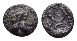 CILICIA. Tarsos (BC 5th cent) Obol.

Obv : Bearded head of Satrap or Dynast right, wearing Persian headdress.

Rev : Dynastic symbol placed diagonally...