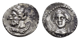 CILICIA. Uncertain.(4th century BC). Obol.

Obv : Veiled and draped bust of female facing slightly left.

Rev : Head of Herakles left, with lion skin ...