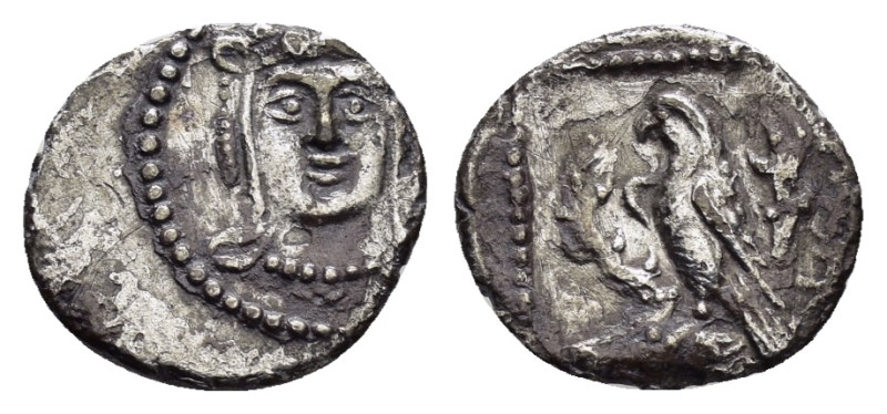 CILICIA. Uncertain.(4th century BC).Obol.

Obv : Facing head of Herakles, wearin...