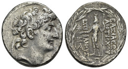 SELEUKID KINGS of SYRIA.Antiochos VIII Epiphanes (Grypos) (121/0-97/6 BC).Antioch on the Orontes. Tetradrachm.

Obv : Diademed head right.

Rev : BAΣI...