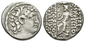 SELEUKID KINGS of SYRIA.Philip I Philadelphos (Circa 95-83 BC).Antioch on the Orontes.. Tetradrachm.

Obv : Diademed head right.

Rev : ΒΑΣΙΛΕΩΣ ΦΙΛΙΠ...