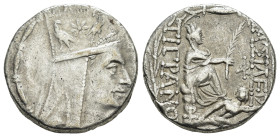 KINGS of ARMENIA. Tigranes II ‘the Great.(95-56 BC).Tigranokerta.Tetradrachm.

Obv : Draped bust of Tigranes II to right, wearing five-pointed tiara...