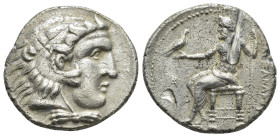 PTOLEMAIC KINGS of EGYPT. Ptolemy I Soter (As satrap, 323-305 BC).Arados.Tetradrachm. 

Obv : Head of Herakles right, wearing lion skin.

Rev : AΛEΞAN...