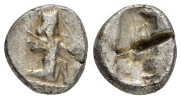 ACHAEMENID KINGS of PERSIA.Time of Darios I to Xerxes II.(485-420 BC).Sardes.Siglos.

Obv : Persian king in kneeling-running stance right, holding spe...