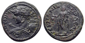 PAPHLAGONIA. Germanicopolis. Caracalla (198-217). Ae.

Obv : ANTΩNINOC CEB.
Laureate, draped, and cuirassed bust left, holding spear and shield.

Rev ...