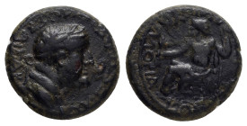 PHRYGIA. Amorium. Vespasian (69-79). Ae.

Obv : ΟΥΕΣΠΑΣΙΑИΟΣ ΚΑΙΣΑΡ.
Laureate head right.

Rev : ΕΠΙ Λ ΟΥΙΨΑИΙΟΥ ΑΜΟΡΙΑИΩИ.
Zeus seated left on throne...
