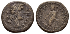 PHRYGIA. Cibyra. Pseudo-autonomous.Time of Severan times.(193-211).Ae.

Obv : DHMOC.
Laureate head right.

Rev : KAIC KI - BVPATΩN.
Serapis seated lef...