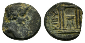 PHRYGIA. Cibyra.Livia (Augusta, 14-29). Ae.

Obv : ΣΕΒΑ…
Draped bust right.

Rev : ΚΙΒΥΡΑΤω.
Temple with four columns enclosing tripod.
RPC I, 2886A.
...