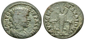 PHRYGIA. Eumenea. Pseudo-autonomous (3nd century).Ae.

Obv : IЄPACVN KΛHTOC.
Draped bust of Senate right.

Rev : ЄVΜЄΝЄΩΝ AXAIΩN.
Facing statue of Art...