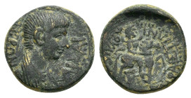 PHRYGIA. Julia. Nero (AD 54-68). Ae. 

Obv : NEPON KAIΣAP.
Bareheaded and draped bust right.

Rev : ΣEPΓIOΣ HΦAIΣTIΩN IOYΛIEΩN.
Mên riding horse right...