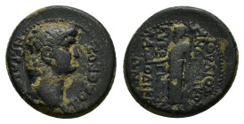PHRYGIA. Laodicea ad Lycum. Nero (54-68). Ae. 

Obv : NEPΩN ΣEBAΣTOΣ ΘEOΣ.
Bare head right.

Rev : IOVΛΙOΣ ΑNΔPONIKOΣ / ΕΥΕΡΓΕΤΗΣ ΛΑΟΔΙΚΕΩΝ.
Zeus stan...