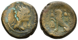 GALATIA. Pessinos. (Mid 1st century BC).Ae.

Obv : Jugate draped busts right of Attis, wearing Phrygian cap, and Kybele Agditis, wearing turreted crow...