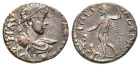 PISIDIA. Timbriada. Caracalla (197-217). Ae.

Obv : AV K M AV ANTΩNЄINOC.
Laureate, draped and cuirassed bust right.

Rev : TIMBPIAΔЄΩN.
Dionysos stan...