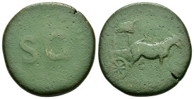 JULIA AUGUSTA (LIVIA) (Augusta, 14-29). Rome.Sestertius.

Obv : S P Q R / IVLIAE / AVGVST.
Ornamented carpentum drawn right by two mules.

Rev : TI CA...