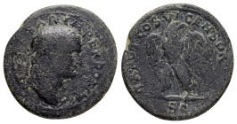 UNCERTAIN ASIA MINOR. Titus (Caesar 69-79). Ae.

Obv : T CAESAR IMPER PONT.
Laureate head right.

Rev : TR POT COS VI CENSOR / S - C.
Eagle, with spre...
