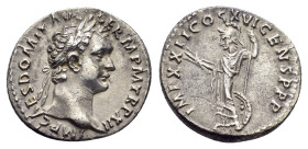 DOMITIAN (81-96).Rome.Denarius. 

Obv : IMP CAES DOMIT AVG GERM P M TR P XII.
Laureate head right.

Rev : IMP XXII COS XVI CENS P P P.
Minerva standin...