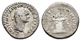 DOMITIAN (Caesar, 69-81).Rome.Denarius.

Obv : CAESAR DIVI F DOMITIANVS COS VII.
Laureate head right.

Rev : PRINCEPS IVVENTVTIS.
Lighted and garlande...