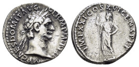 DOMITIAN (81-96).Rome.Denarius. 

Obv : IMP CAES DOMIT AVG GERM P M TR P XIII.
Laureate head right.

Rev : IMP XXII COS XVI CENS P P P.
Minerva standi...