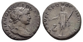 TRAJAN (98-117).Rome.Denarius.

Obv : IMP TRAIANO AVG GER DAC P M TR P.
Laureate heroic bust left, with slight drapery.

Rev : COS V P P S P Q R OPTIM...